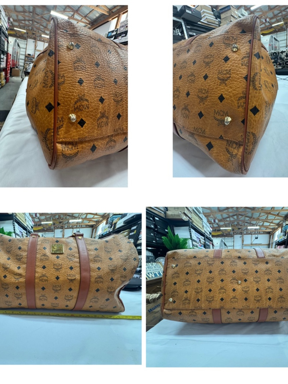 MCM Cognac Visetos Travel Weekender Bag - Picture 6 of 11